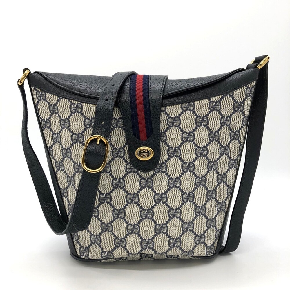 GUCCI Old Gucci 904 02 Shoulder Bag GG Supreme Canvas Navy Women's